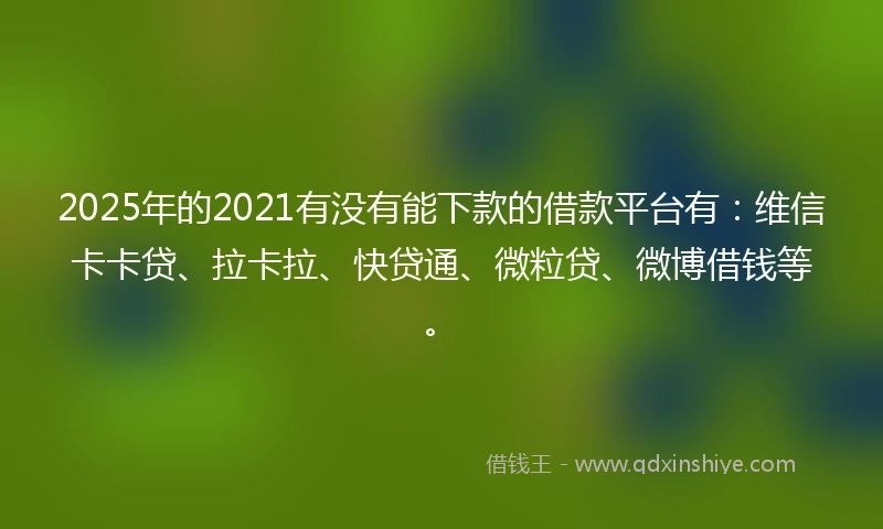2025年的2021有没有能下款的借款平台有：维信卡卡贷、拉卡拉、快贷通、微粒贷、微博借钱等。