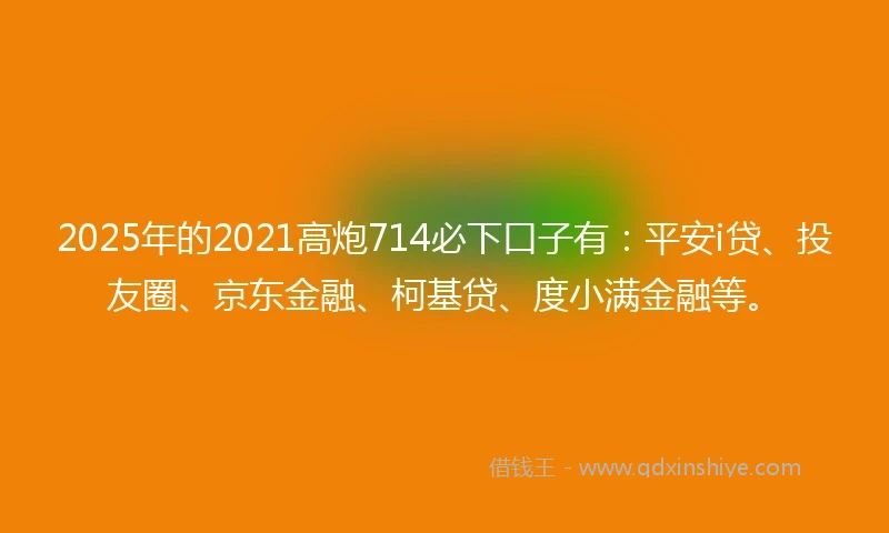 2025年的2021高炮714必下口子有：平安i贷、投友圈、京东金融、柯基贷、度小满金融等。