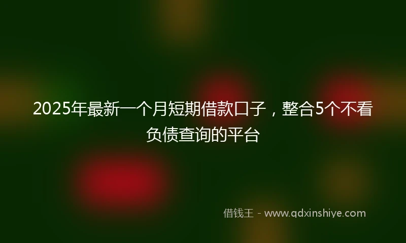 2025年最新一个月短期借款口子，整合5个不看负债查询的平台