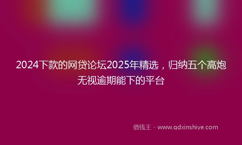 2024下款的网贷论坛2025年精选，归纳五个高炮无视逾期能下的平台