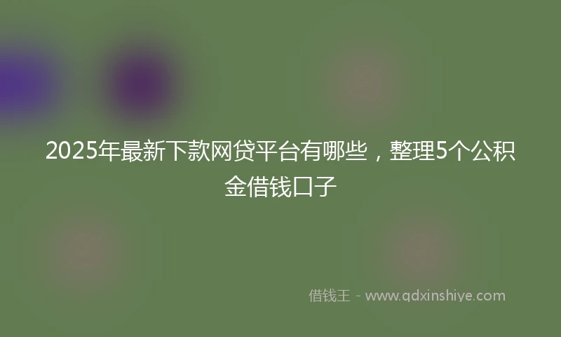 2025年最新下款网贷平台有哪些，整理5个公积金借钱口子