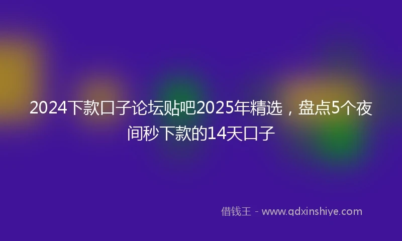 2024下款口子论坛贴吧2025年精选，盘点5个夜间秒下款的14天口子