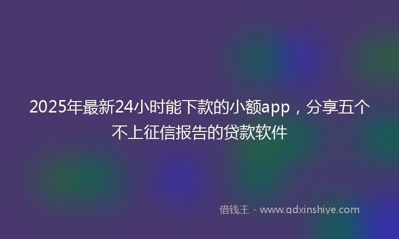 2025年最新24小时能下款的小额app，分享五个不上征信报告的贷款软件