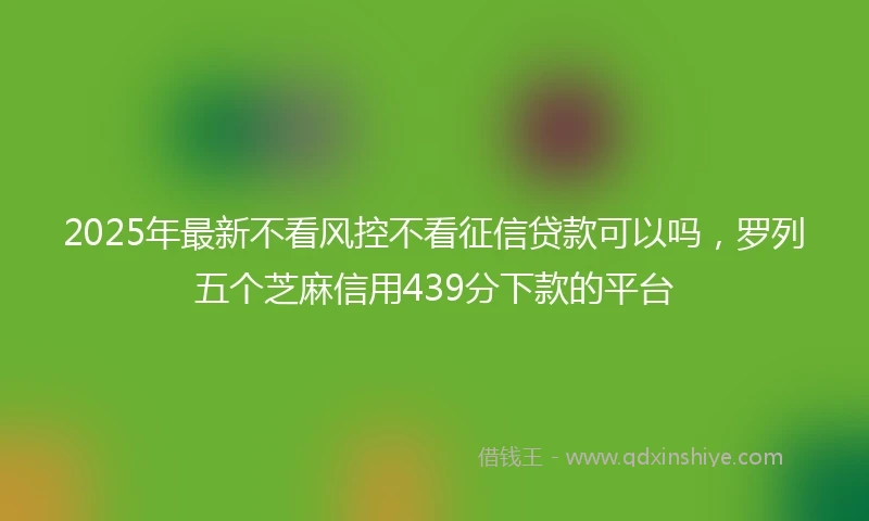 2025年最新不看风控不看征信贷款可以吗，罗列五个芝麻信用439分下款的平台