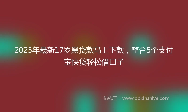 2025年最新17岁黑贷款马上下款，整合5个支付宝快贷轻松借口子