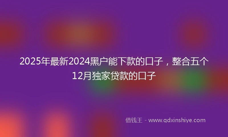 2025年最新2024黑户能下款的口子，整合五个12月独家贷款的口子