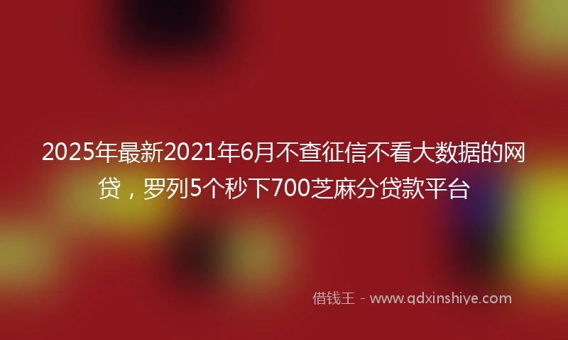 2025年最新2021年6月不查征信不看大数据的网贷，罗列5个秒下700芝麻分贷款平台