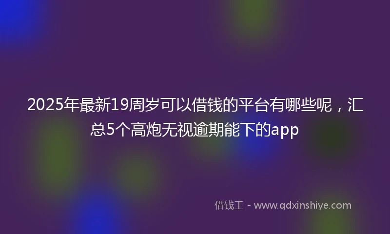 2025年最新19周岁可以借钱的平台有哪些呢，汇总5个高炮无视逾期能下的app