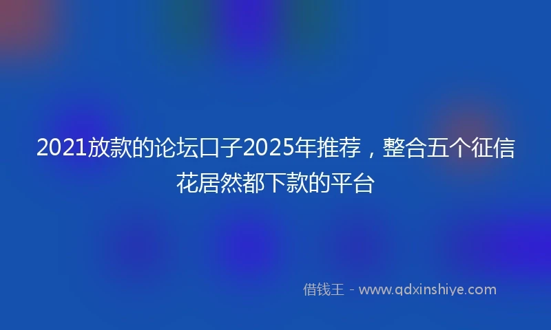 2021放款的论坛口子2025年推荐，整合五个征信花居然都下款的平台