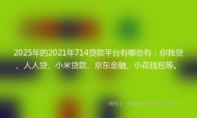 2025年的2021年714贷款平台有哪些有：你我贷、人人贷、小米贷款、京东金融、小花钱包等。