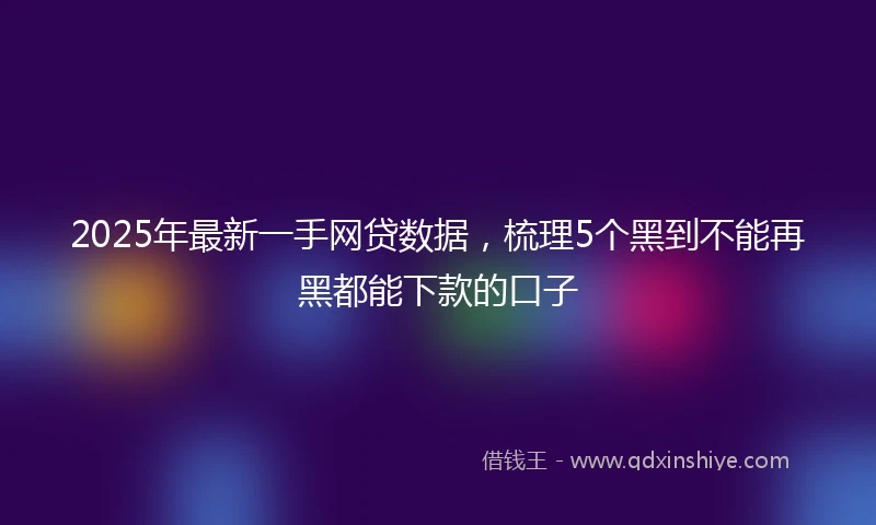 2025年最新一手网贷数据，梳理5个黑到不能再黑都能下款的口子