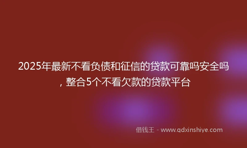 2025年最新不看负债和征信的贷款可靠吗安全吗，整合5个不看欠款的贷款平台