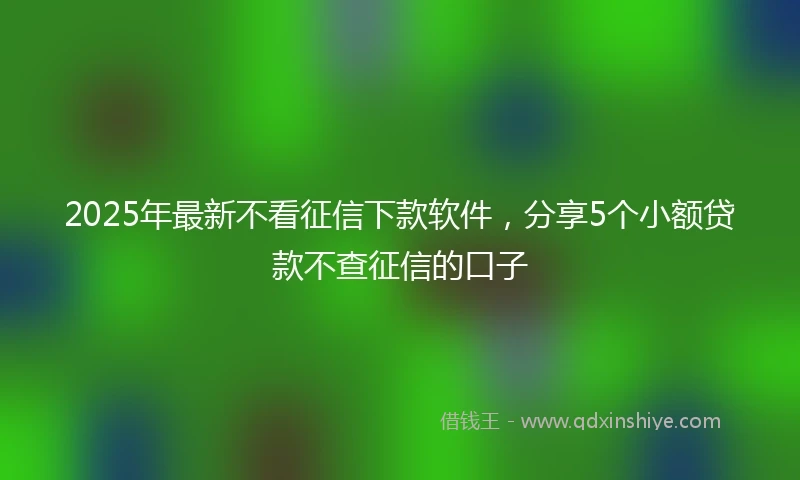 2025年最新不看征信下款软件，分享5个小额贷款不查征信的口子