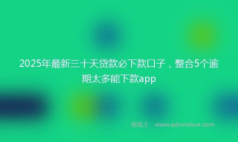 2025年最新三十天贷款必下款口子，整合5个逾期太多能下款app