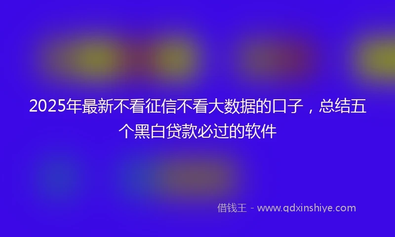 2025年最新不看征信不看大数据的口子，总结五个黑白贷款必过的软件