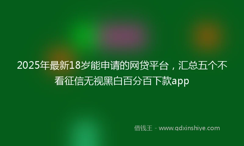 2025年最新18岁能申请的网贷平台，汇总五个不看征信无视黑白百分百下款app