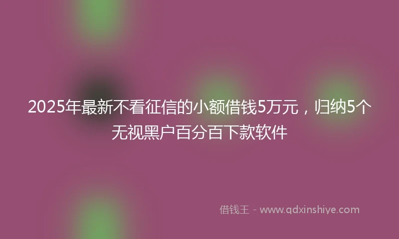 2025年最新不看征信的小额借钱5万元，归纳5个无视黑户百分百下款软件