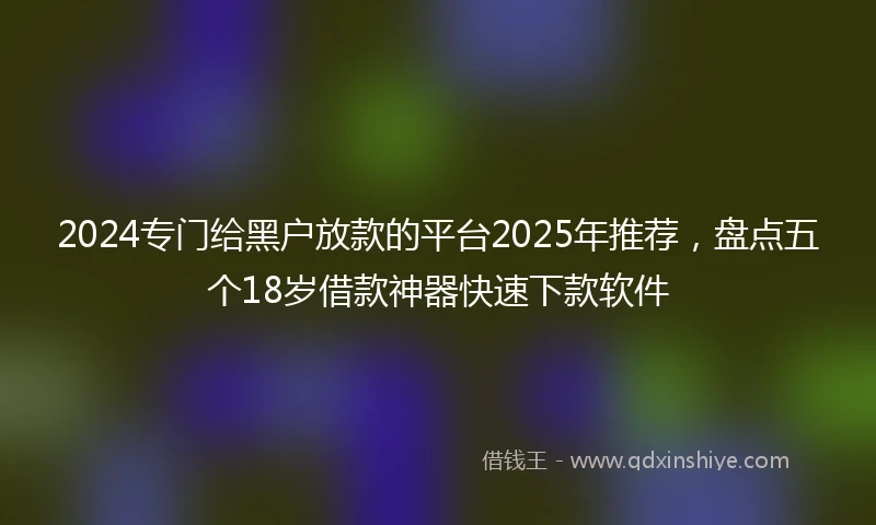 2024专门给黑户放款的平台2025年推荐，盘点五个18岁借款神器快速下款软件