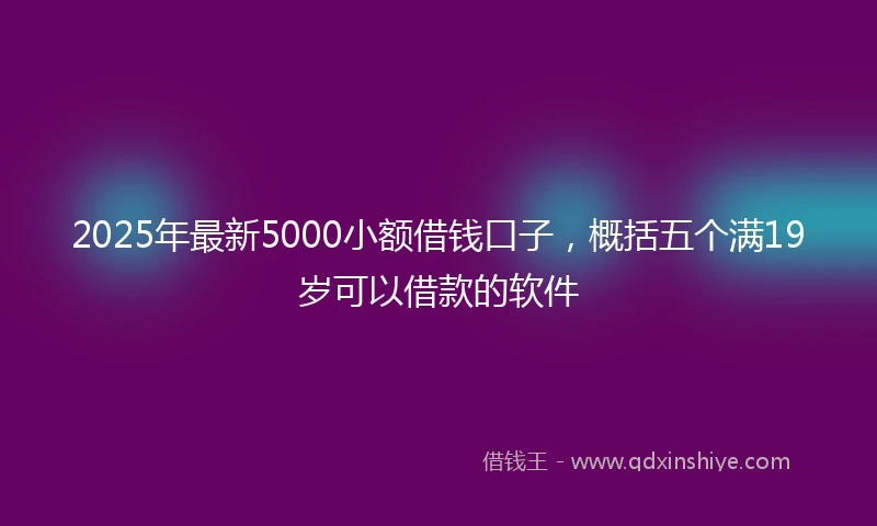 2025年最新5000小额借钱口子，概括五个满19岁可以借款的软件