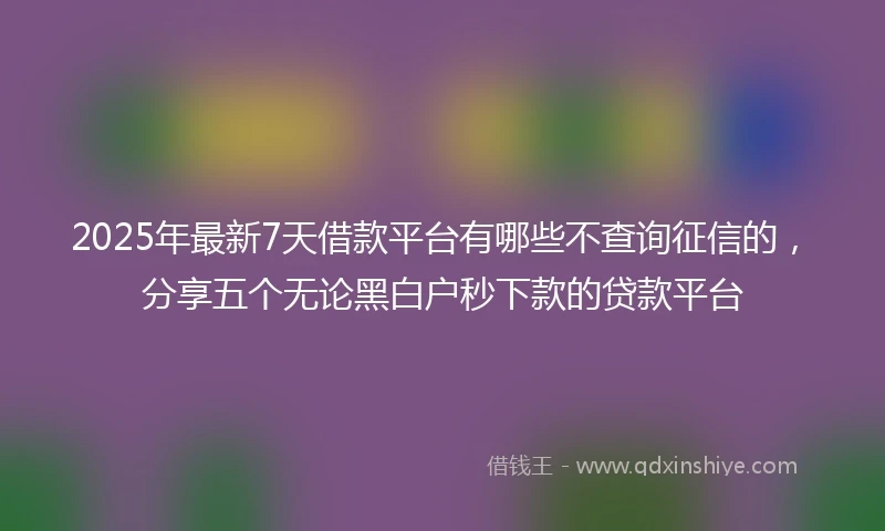 2025年最新7天借款平台有哪些不查询征信的，分享五个无论黑白户秒下款的贷款平台