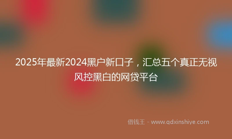 2025年最新2024黑户新口子，汇总五个真正无视风控黑白的网贷平台