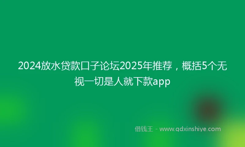 2024放水贷款口子论坛2025年推荐，概括5个无视一切是人就下款app
