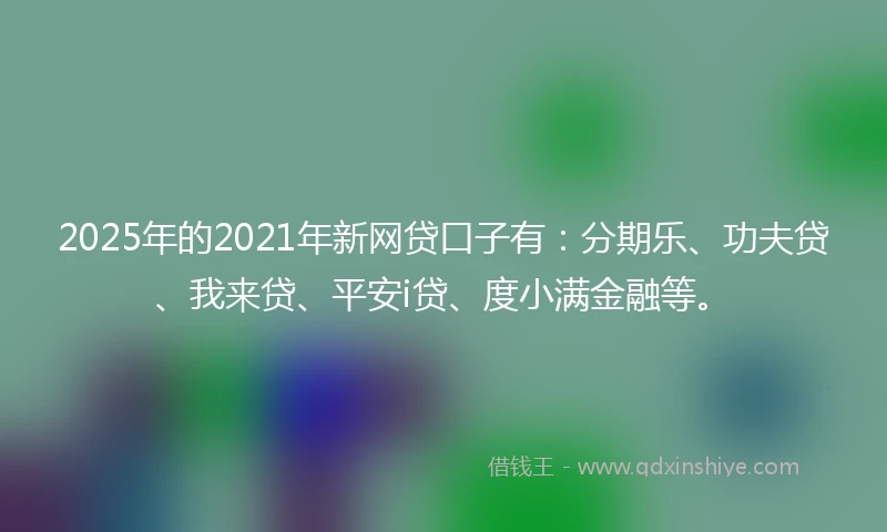 2025年的2021年新网贷口子有：分期乐、功夫贷、我来贷、平安i贷、度小满金融等。