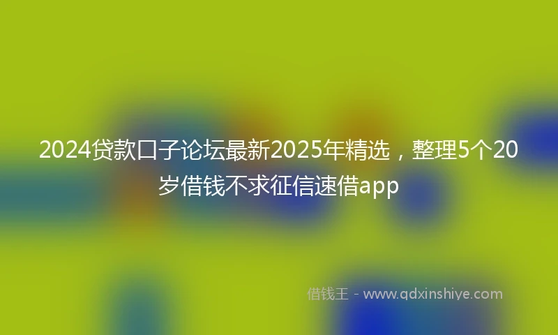 2024贷款口子论坛最新2025年精选，整理5个20岁借钱不求征信速借app