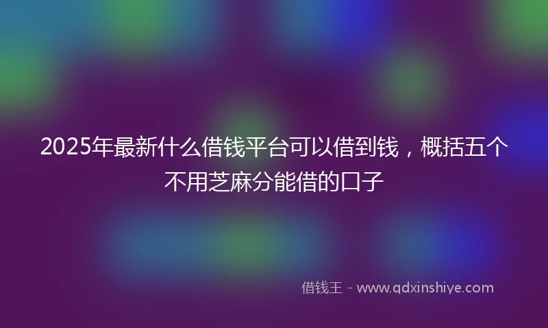2025年最新什么借钱平台可以借到钱，概括五个不用芝麻分能借的口子
