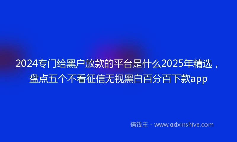 2024专门给黑户放款的平台是什么2025年精选，盘点五个不看征信无视黑白百分百下款app