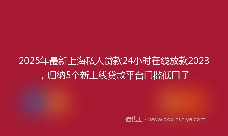 2025年最新上海私人贷款24小时在线放款2023，归纳5个新上线贷款平台门槛低口子