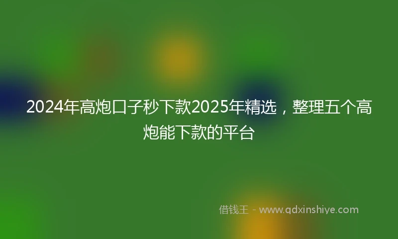 2024年高炮口子秒下款2025年精选，整理五个高炮能下款的平台