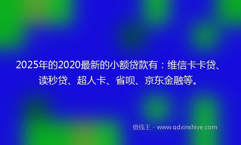 2025年的2020最新的小额贷款有：维信卡卡贷、读秒贷、超人卡、省呗、京东金融等。