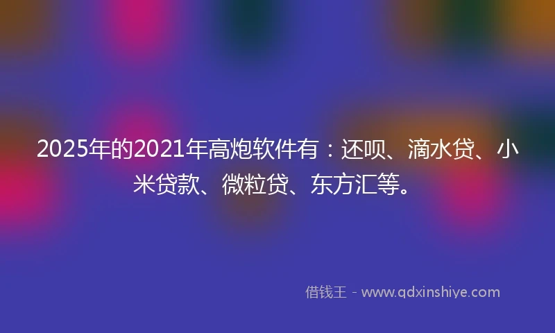 2025年的2021年高炮软件有：还呗、滴水贷、小米贷款、微粒贷、东方汇等。