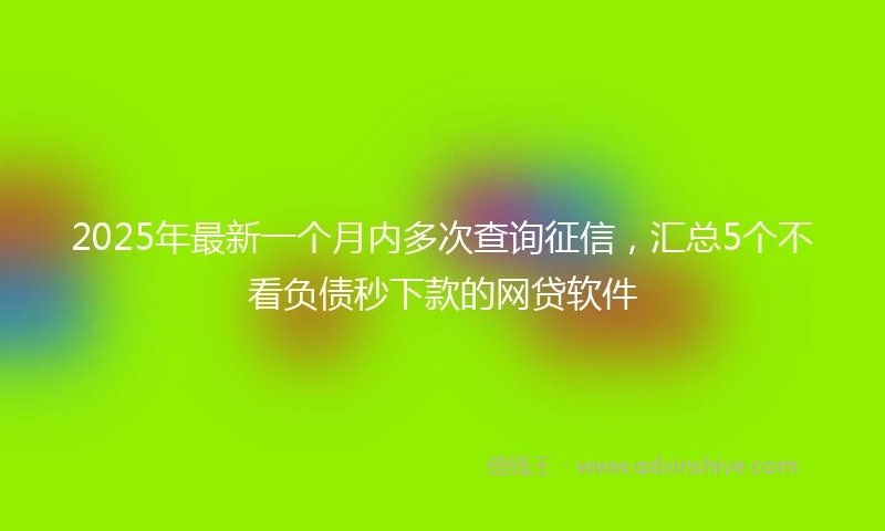 2025年最新一个月内多次查询征信，汇总5个不看负债秒下款的网贷软件