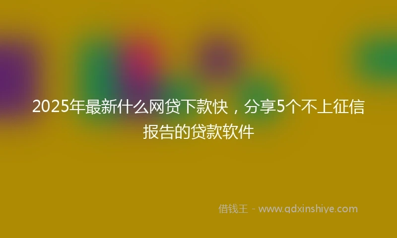 2025年最新什么网贷下款快，分享5个不上征信报告的贷款软件