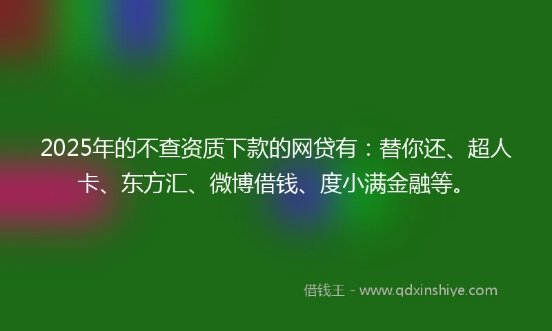 2025年的不查资质下款的网贷有：替你还、超人卡、东方汇、微博借钱、度小满金融等。