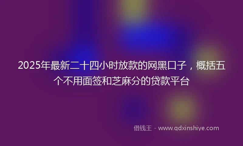 2025年最新二十四小时放款的网黑口子，概括五个不用面签和芝麻分的贷款平台