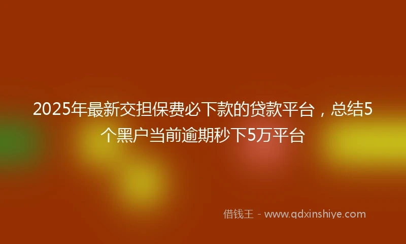 2025年最新交担保费必下款的贷款平台，总结5个黑户当前逾期秒下5万平台