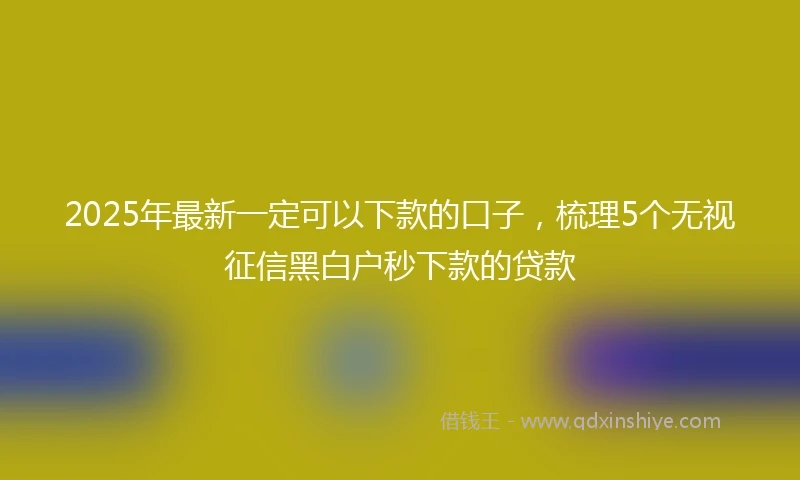 2025年最新一定可以下款的口子，梳理5个无视征信黑白户秒下款的贷款