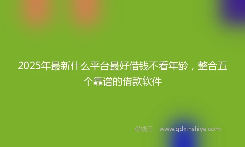 2025年最新什么平台最好借钱不看年龄，整合五个靠谱的借款软件