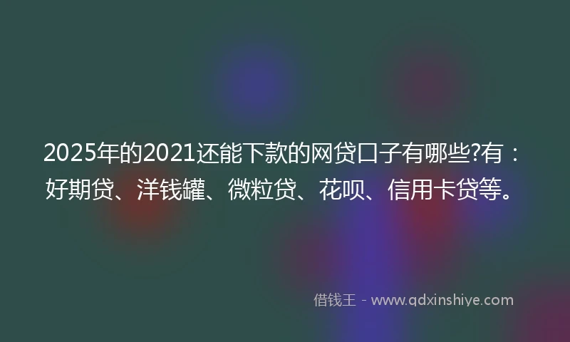 2025年的2021还能下款的网贷口子有哪些?有：好期贷、洋钱罐、微粒贷、花呗、信用卡贷等。