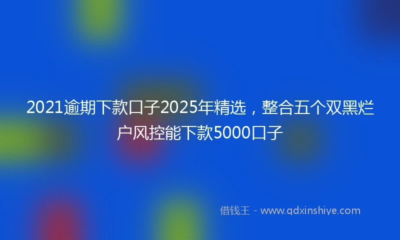 2021逾期下款口子2025年精选，整合五个双黑烂户风控能下款5000口子