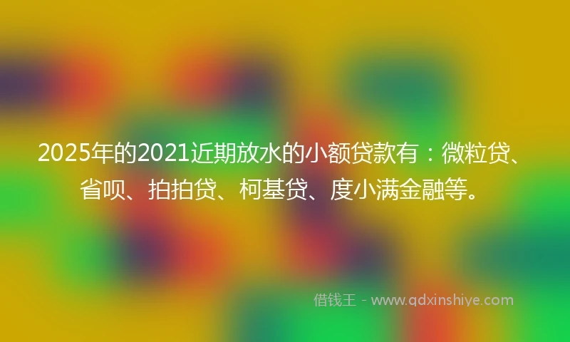 2025年的2021近期放水的小额贷款有：微粒贷、省呗、拍拍贷、柯基贷、度小满金融等。