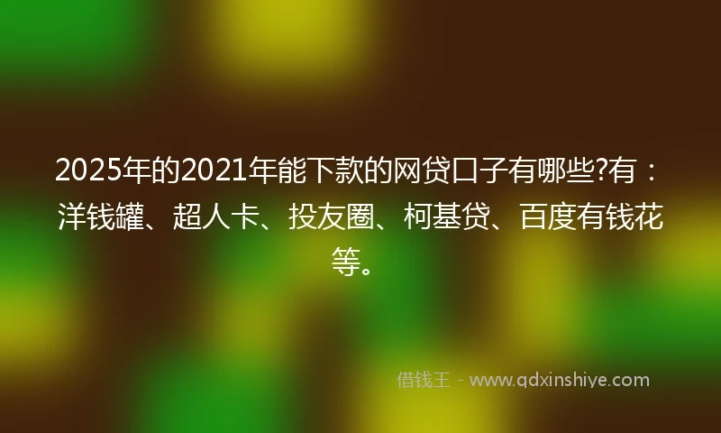 2025年的2021年能下款的网贷口子有哪些?有：洋钱罐、超人卡、投友圈、柯基贷、百度有钱花等。