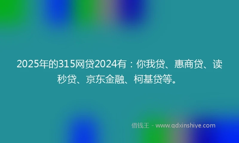2025年的315网贷2024有：你我贷、惠商贷、读秒贷、京东金融、柯基贷等。
