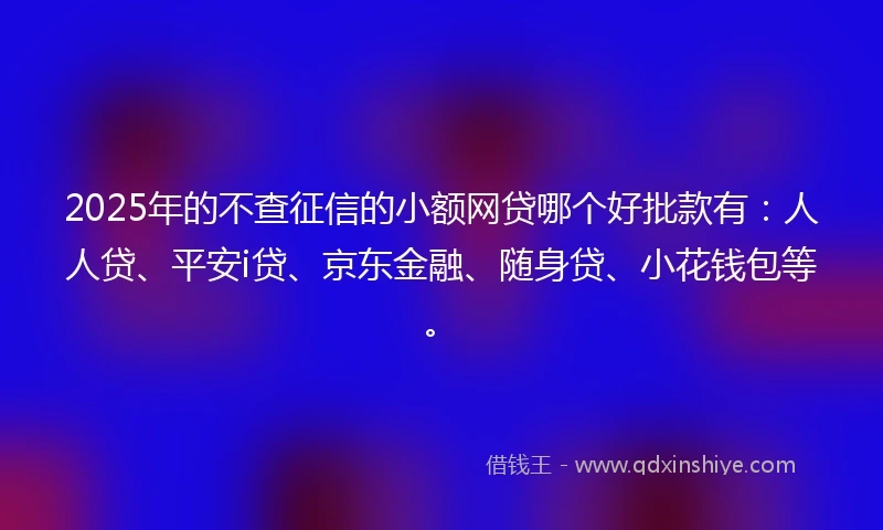 2025年的不查征信的小额网贷哪个好批款有：人人贷、平安i贷、京东金融、随身贷、小花钱包等。