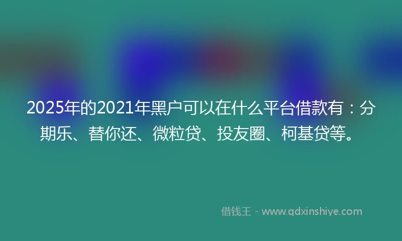 2025年的2021年黑户可以在什么平台借款有：分期乐、替你还、微粒贷、投友圈、柯基贷等。