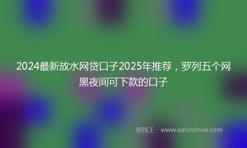 2024最新放水网贷口子2025年推荐，罗列五个网黑夜间可下款的口子