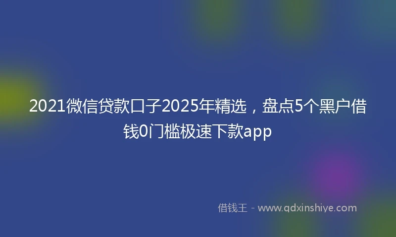 2021微信贷款口子2025年精选，盘点5个黑户借钱0门槛极速下款app